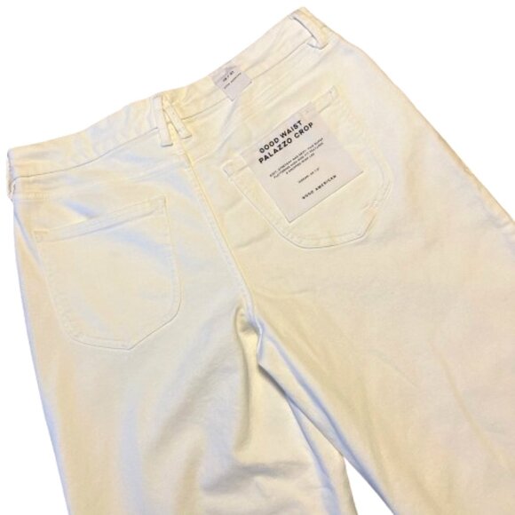 Good American Good Waist Palazzo Crop Jeans Wide Leg Women's 12 White NWT - Picture 10 of 11